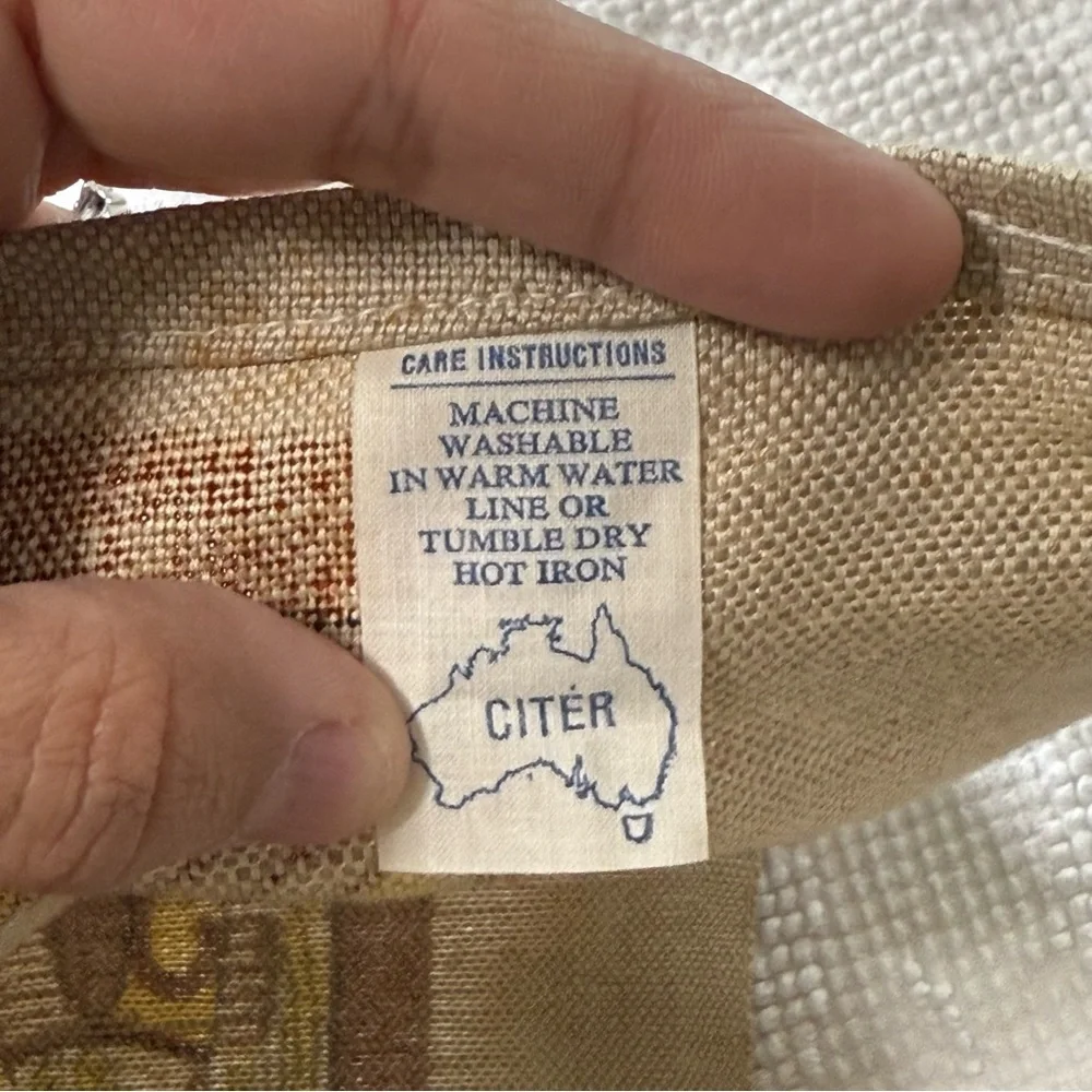 Vintage Citer Australia Linen Tea Towel Souvenir Map‎ Flora Fauna Koala Emu Art